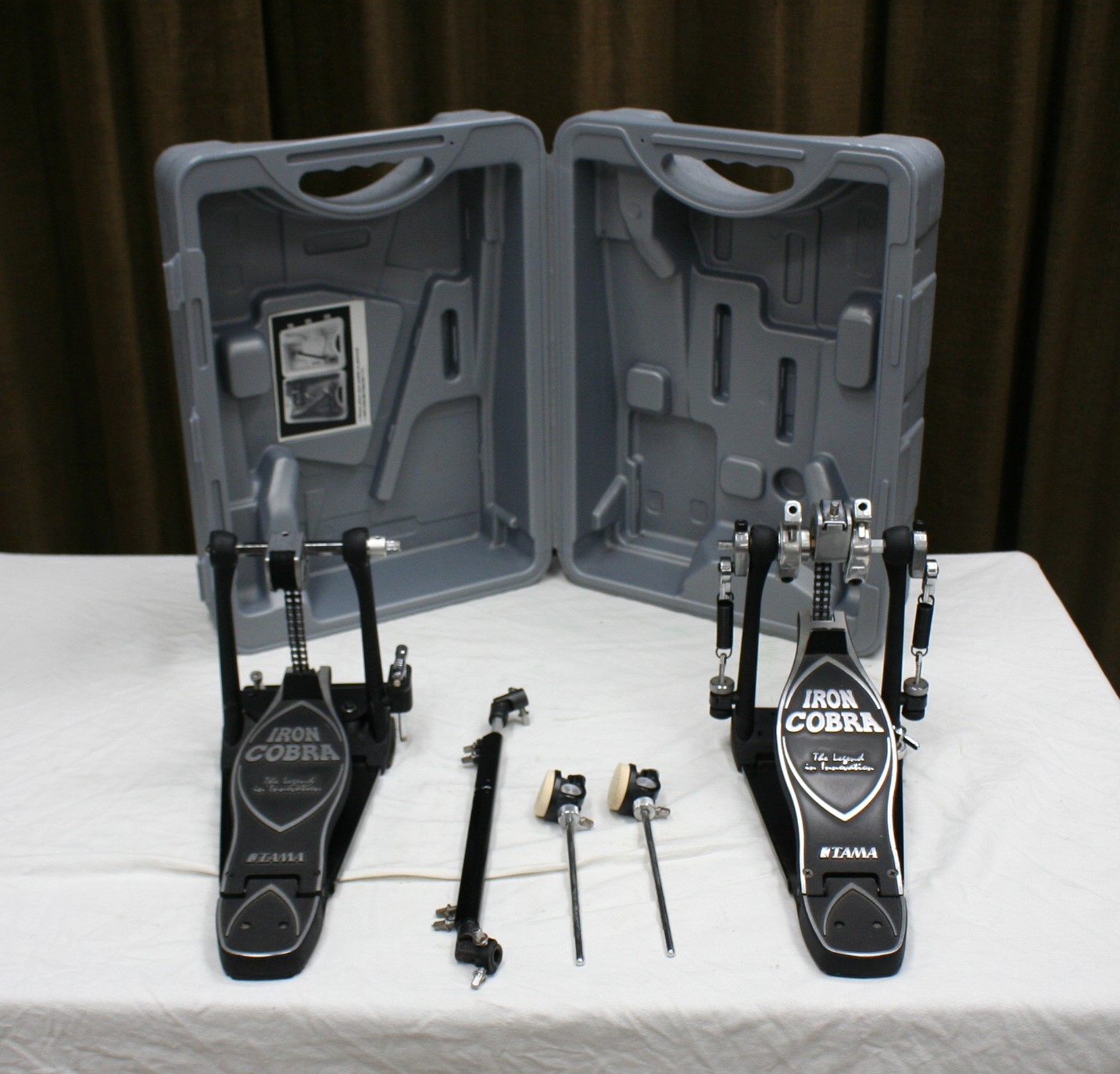 tama iron cobra powerglide dubbelbase pedalen met case
