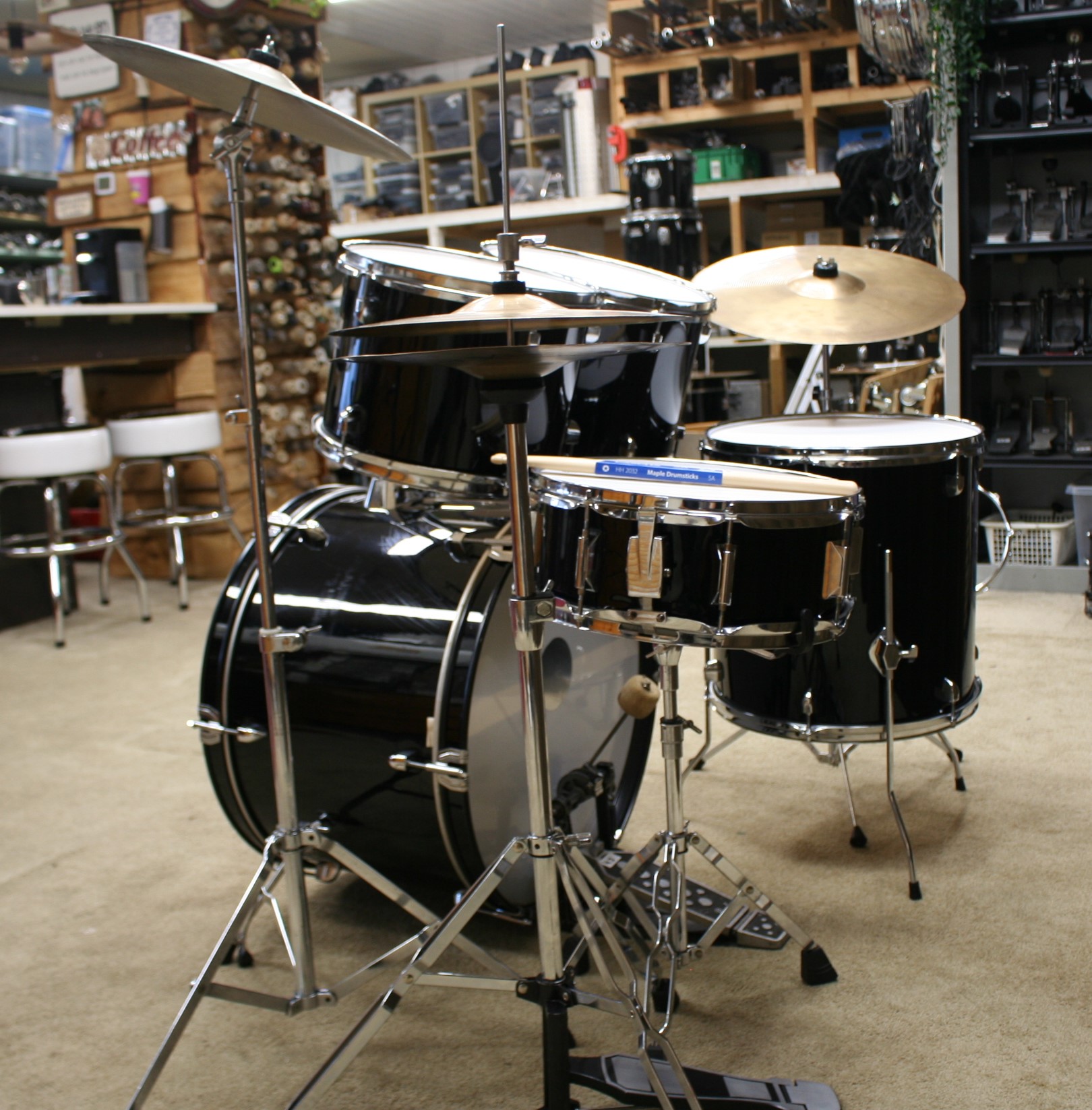 Xdrum zwart beginners drumstel 22/12/13/16/14sn bekkenset