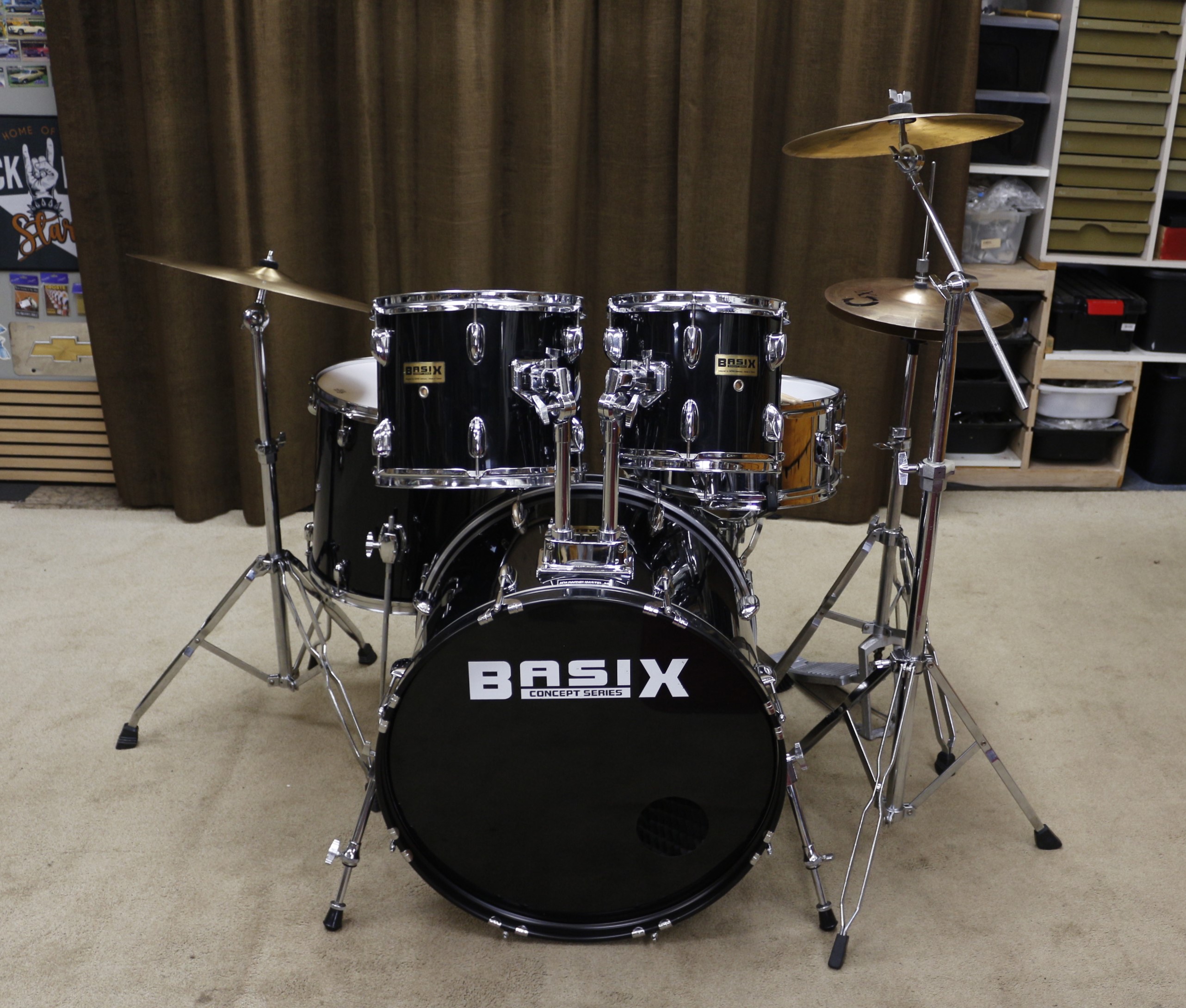 basix zwart beginners drumstel 22/10/12/14/14sn bekkenset