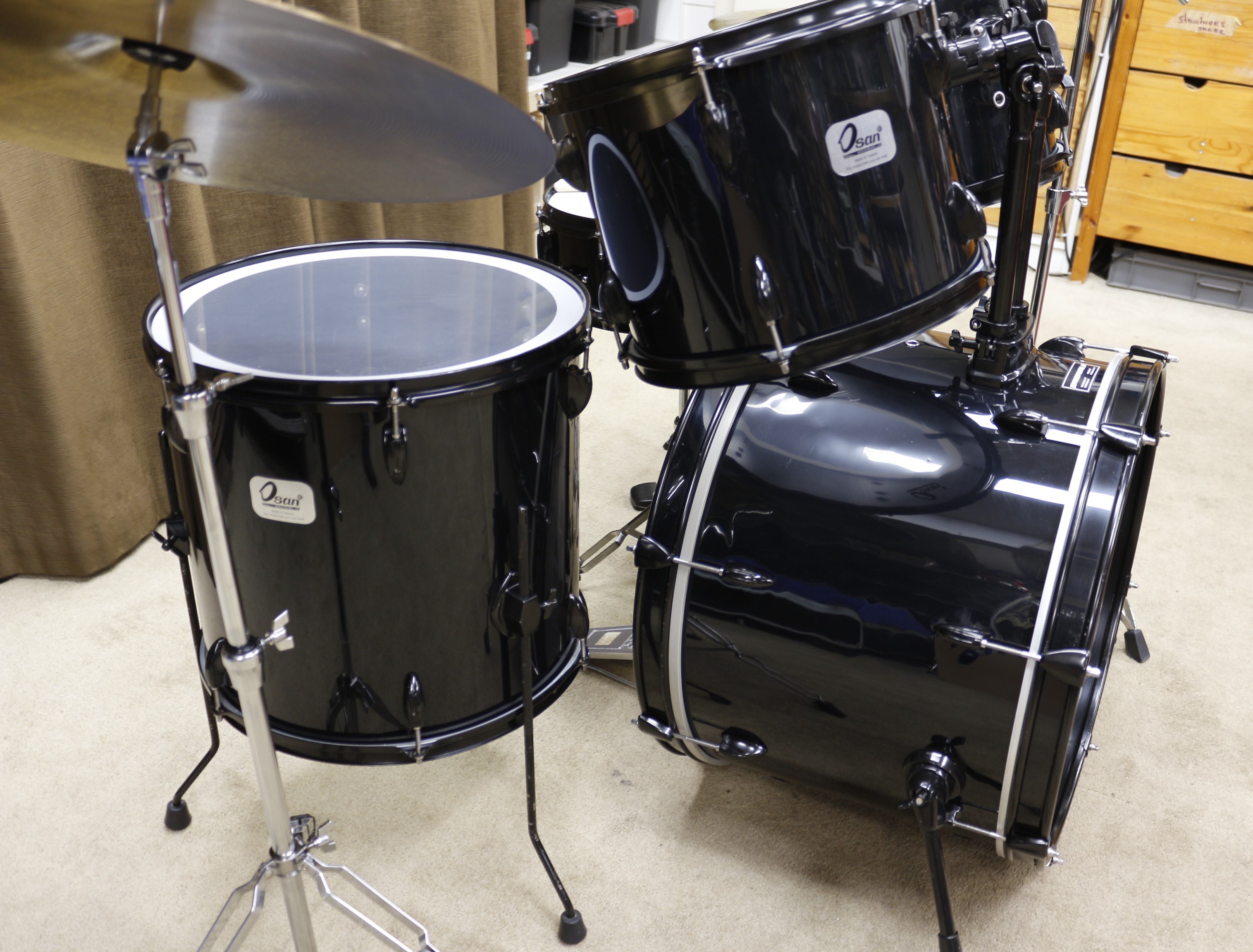 osan zwart beginners drumstel 22/12/13/16/14sn bekkenset