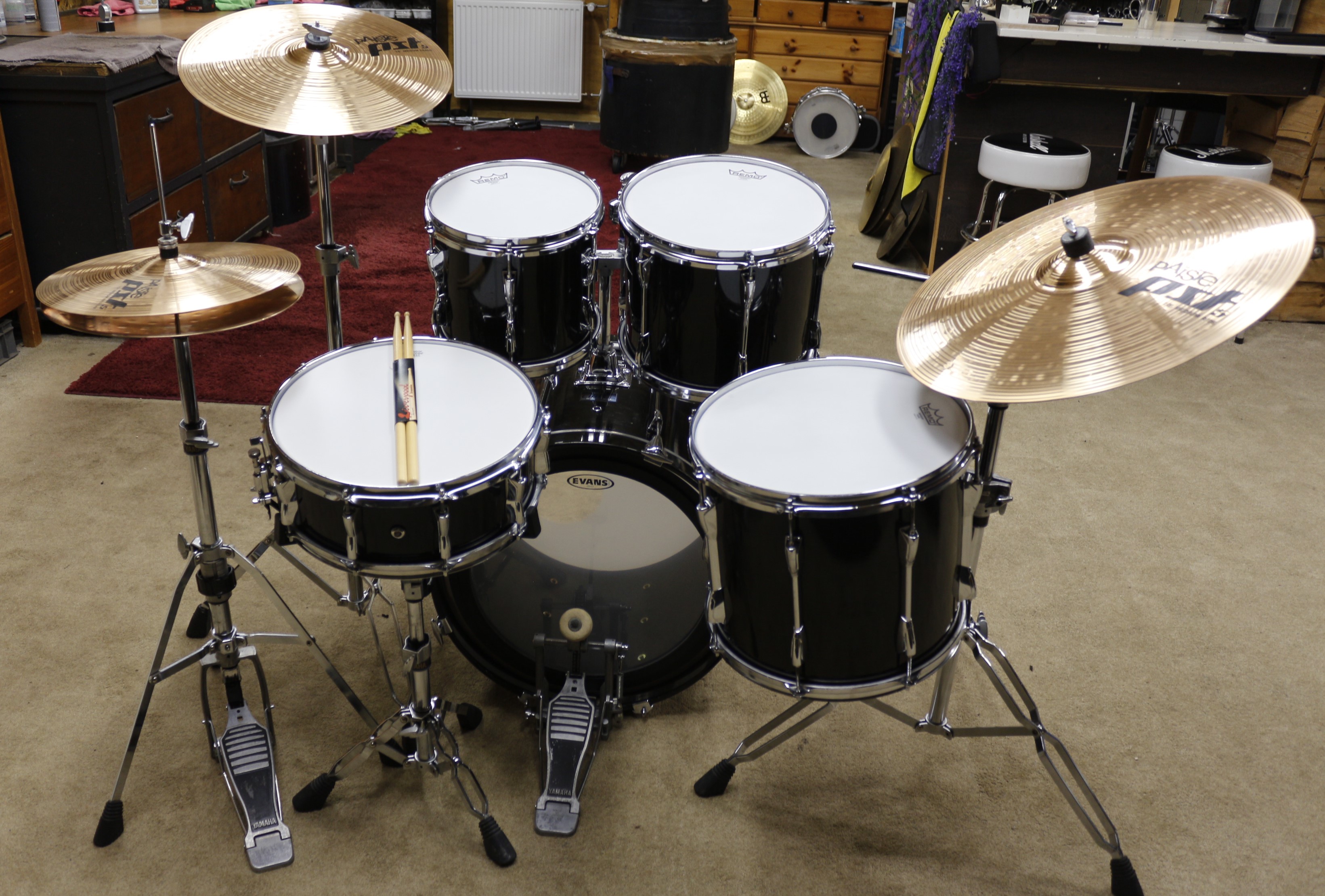 yamaha club custom solid black 20/10/12/14/14sn bekkenset